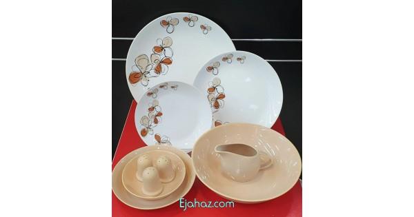 سرویس غذاخوری 30 پارچه چینی سرامیک رنگی گلدار کرم کلارا رومز